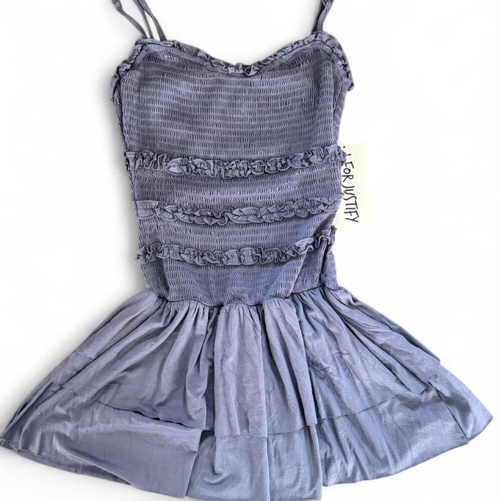 J-for-Justify Women's Blue Casual Ruffle Dress Size M
